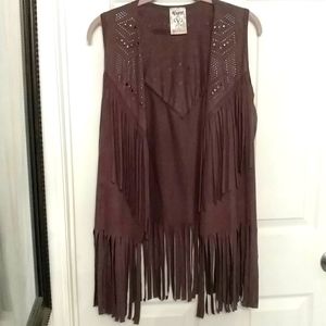PRICE DROP Vocal Faux Suede Beaded Fringe Vest